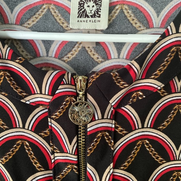 Anne klein sleeveless half zip down women’s blouse size small brown & red - Picture 3 of 8